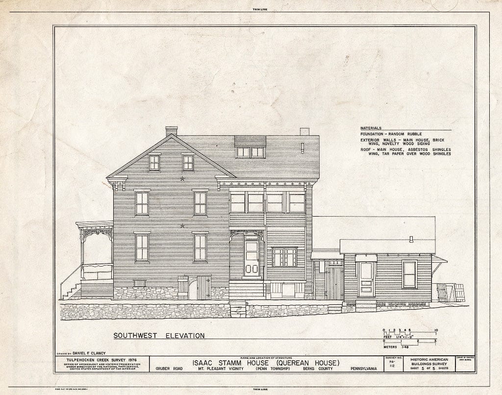 Blueprint HABS PA,6-MTPLES.V,1- (Sheet 5 of 5) - Isaac Stamm House, Gruber Road (Penn Township), Mount Pleasant, Berks County, PA