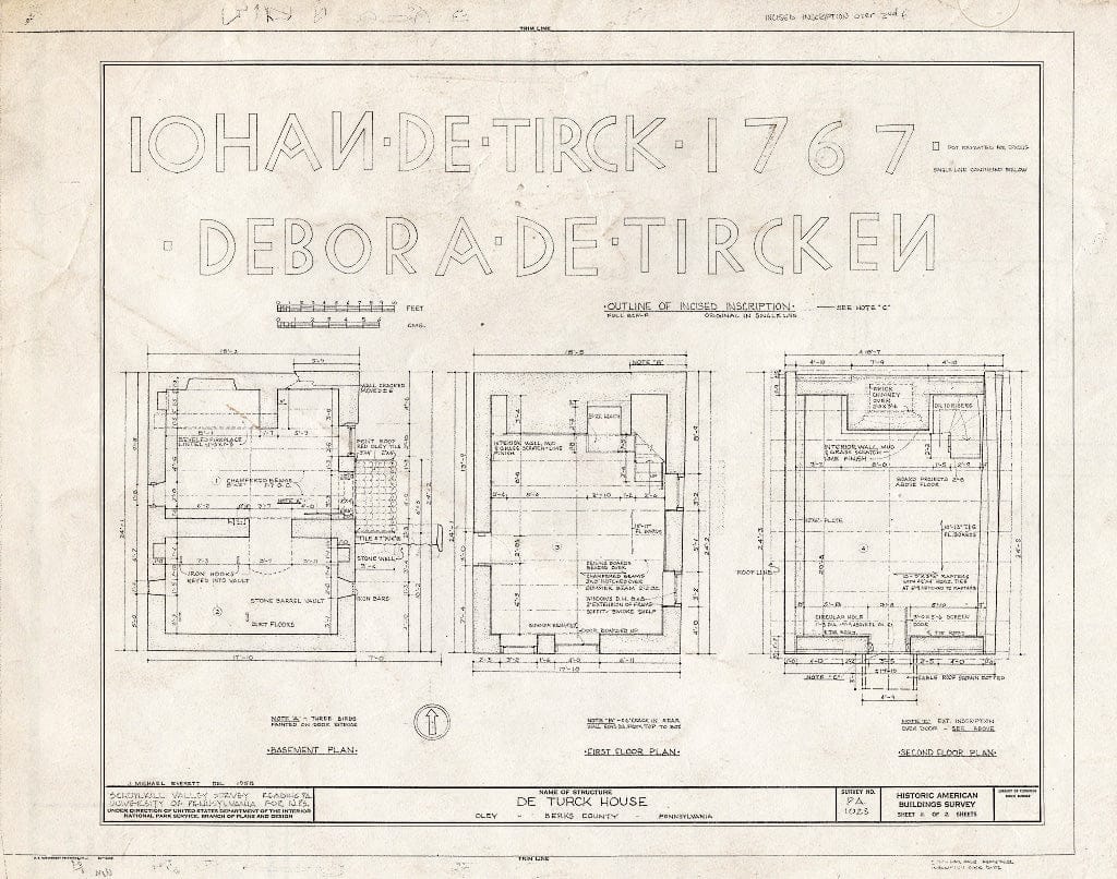 Blueprint HABS PA,6-Oley,1- (Sheet 2 of 2) - DE Turck House, State Route 662 Vicinity (Oley Township), Oley, Berks County, PA