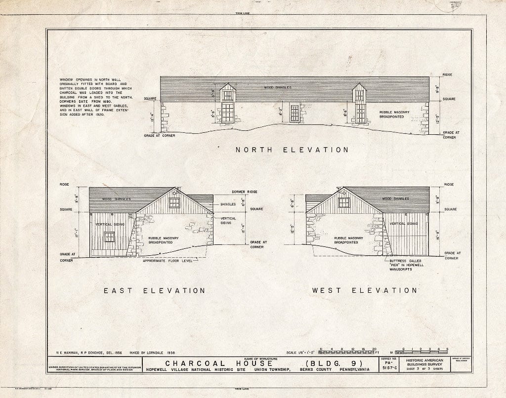Blueprint HABS PA,6-HOPVI,5- (Sheet 3 of 3) - Hopewell Village, Charcoal House, State Route 345 Vicinity, Hopewell, Chester County, PA