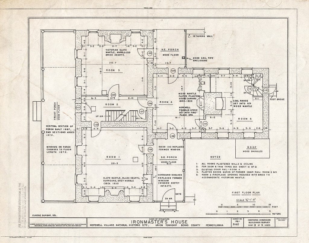 Blueprint HABS PA,6-HOPVI,8- (Sheet 3 of 5) - Hopewell Village, Ironmaster's House, Hopewell, Chester County, PA