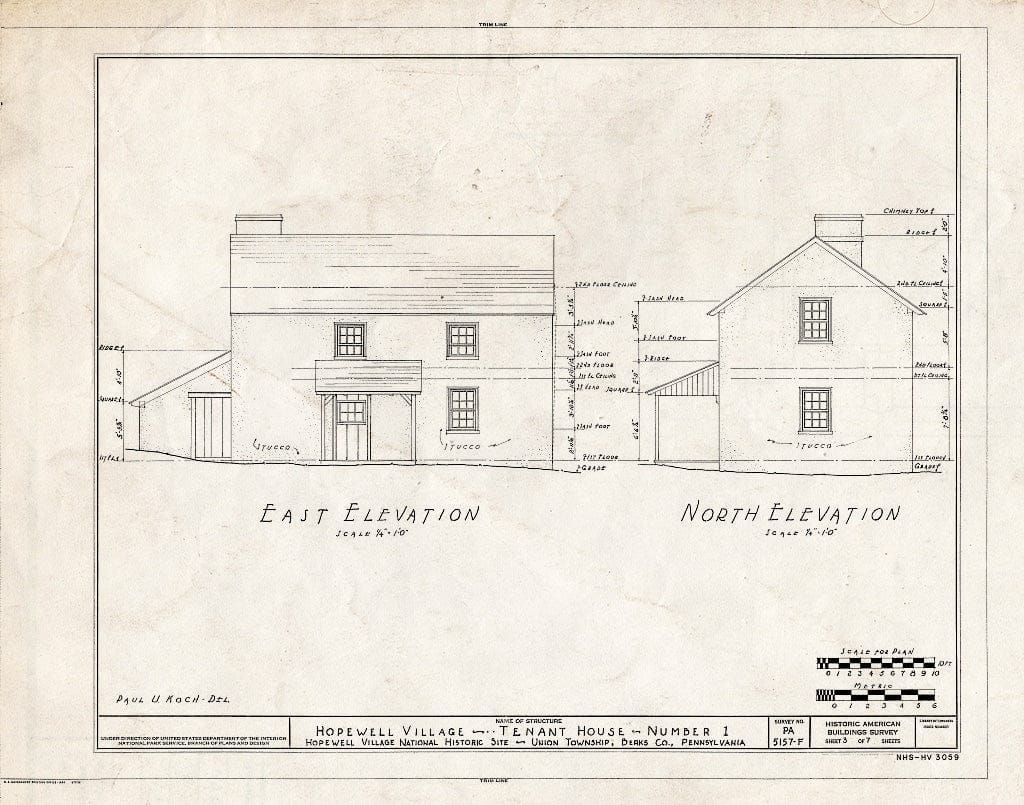 Blueprint HABS PA,6-HOPVI,19- (Sheet 3 of 7) - Hopewell Village, Tenant House No. 1, State Route 345 Vicinity, Hopewell, Chester County, PA