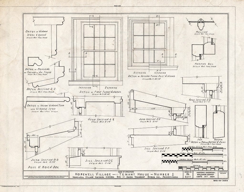 Blueprint HABS PA,6-HOPVI,19- (Sheet 5 of 7) - Hopewell Village, Tenant House No. 1, State Route 345 Vicinity, Hopewell, Chester County, PA