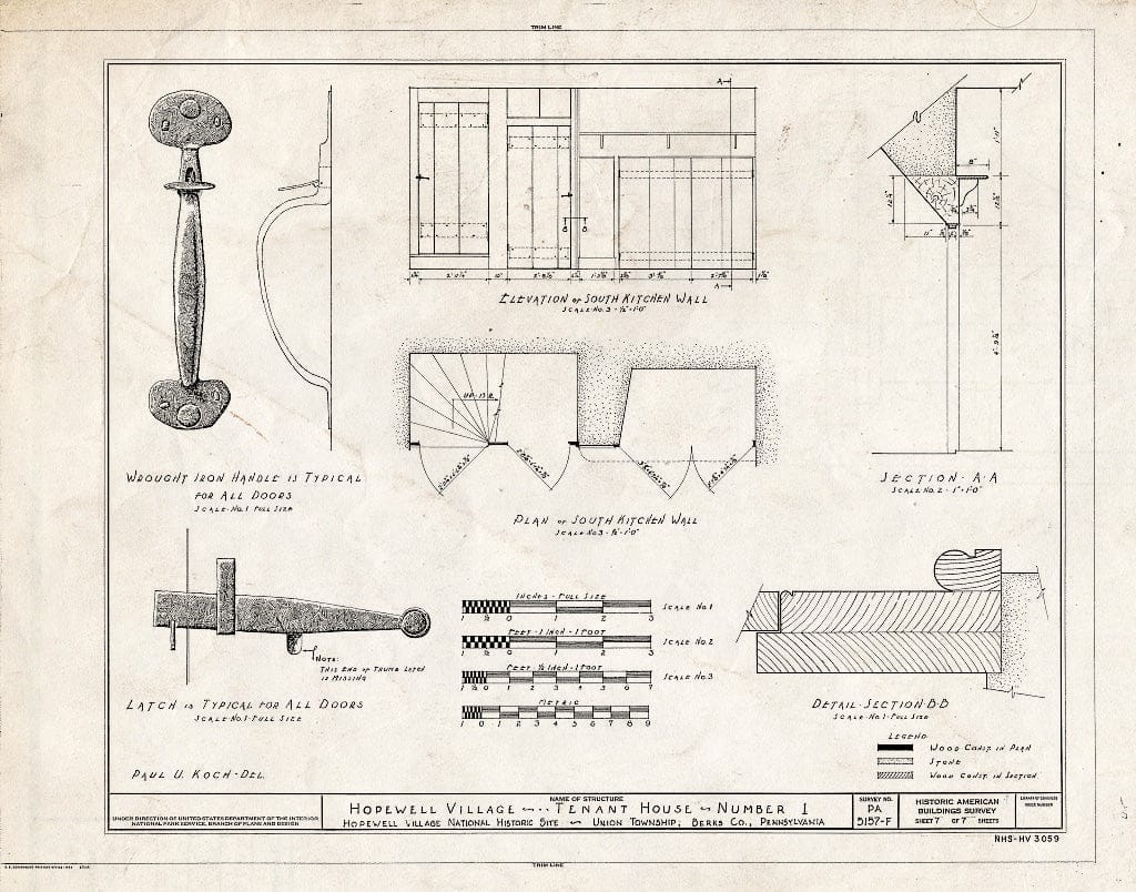 Blueprint HABS PA,6-HOPVI,19- (Sheet 7 of 7) - Hopewell Village, Tenant House No. 1, State Route 345 Vicinity, Hopewell, Chester County, PA