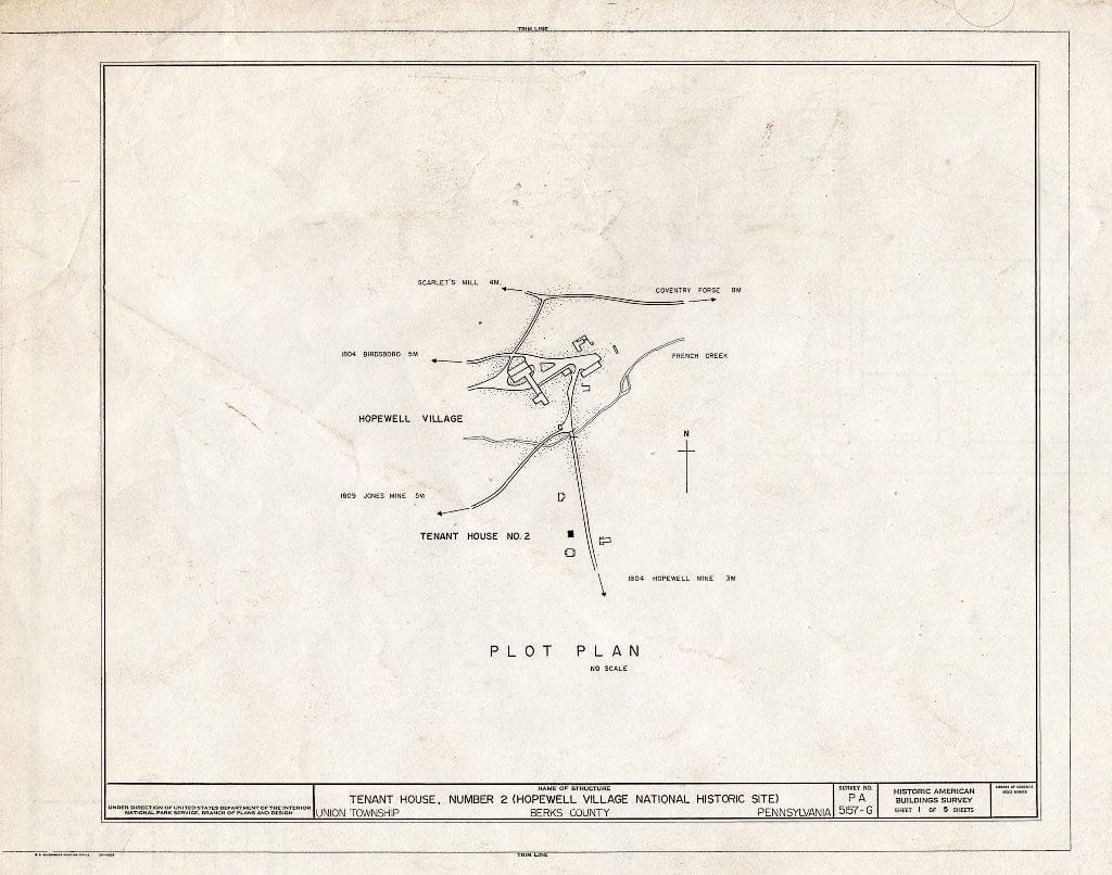 Blueprint HABS PA,6-HOPVI,20- (Sheet 1 of 5) - Hopewell Village, Tenant House No. 2, State Route 345 Vicinity, Hopewell, Chester County, PA