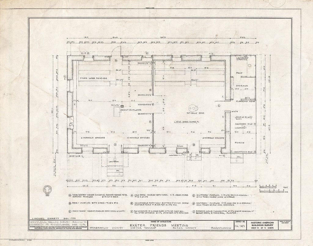 Blueprint HABS PA,6-STONV.V,1- (Sheet 2 of 2) - Exeter Friends Meeting House, State Route 662 (Exeter Township), Stonersville, Berks County, PA