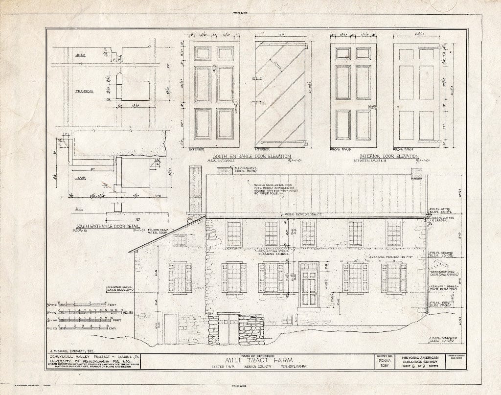 Blueprint HABS PA,6-STONV.V,2- (Sheet 6 of 9) - Mill Tract Farm, Mill Road (Exeter Township), Stonersville, Berks County, PA