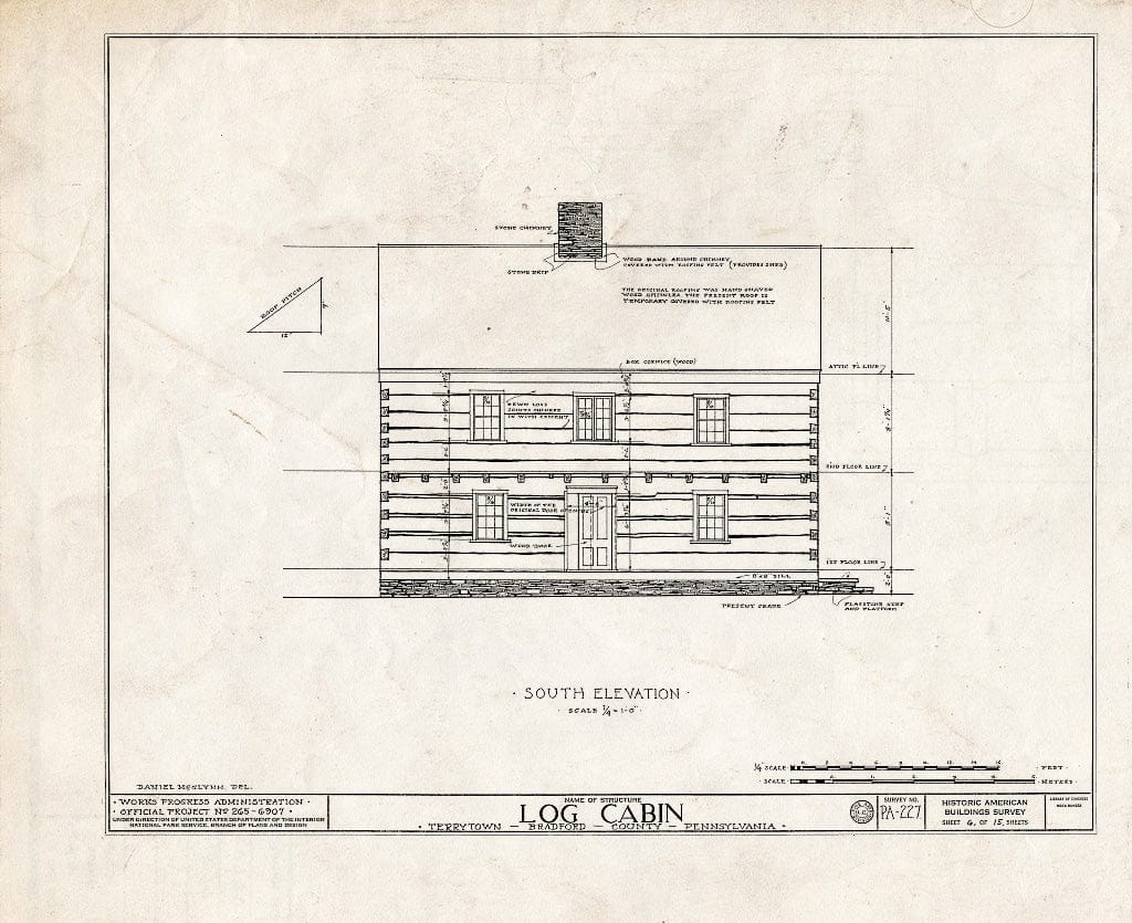 Blueprint HABS PA,8-TERTO,1- (Sheet 6 of 15) - Log Cabin, Terrytown, Bradford County, PA