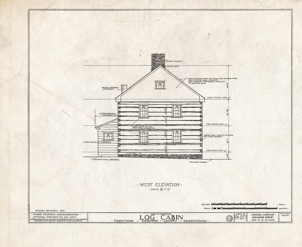 Blueprint HABS PA,8-TERTO,1- (Sheet 8 of 15) - Log Cabin, Terrytown, Bradford County, PA