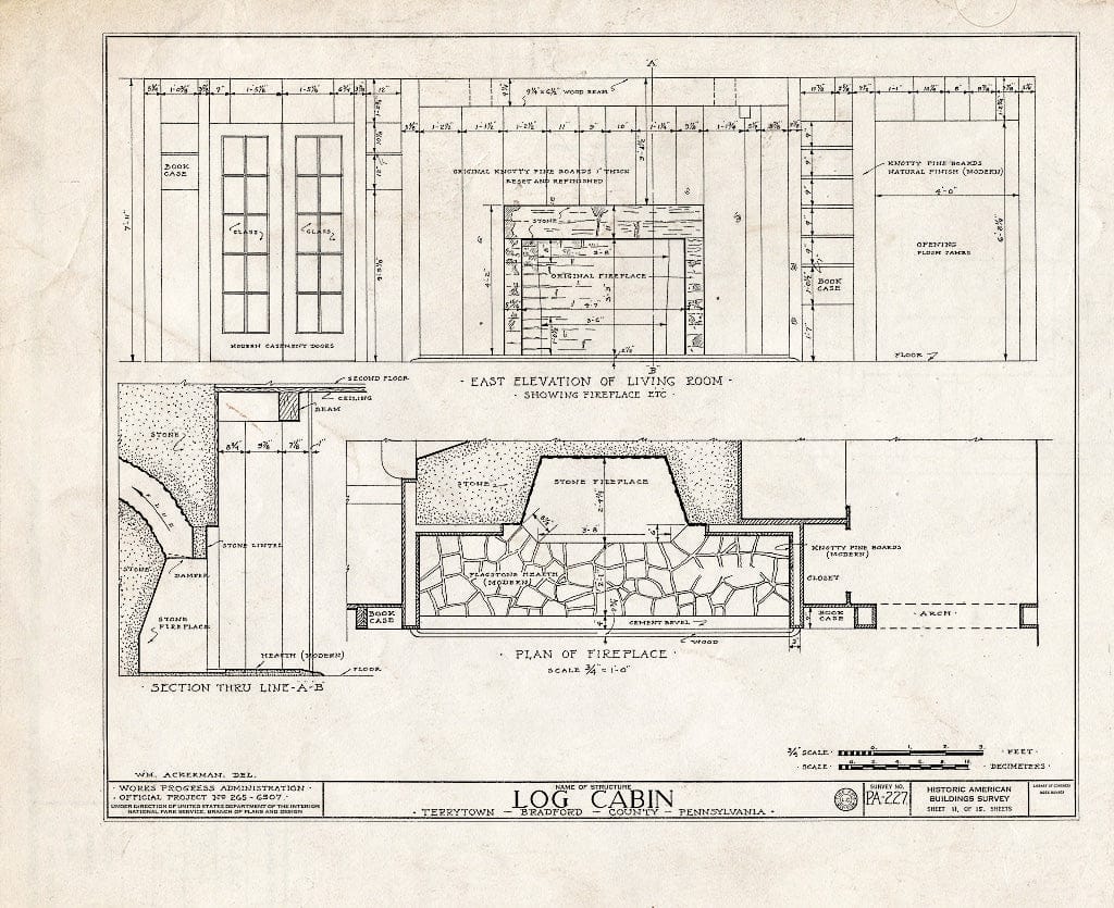 Blueprint HABS PA,8-TERTO,1- (Sheet 11 of 15) - Log Cabin, Terrytown, Bradford County, PA