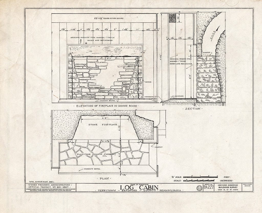 Blueprint HABS PA,8-TERTO,1- (Sheet 12 of 15) - Log Cabin, Terrytown, Bradford County, PA