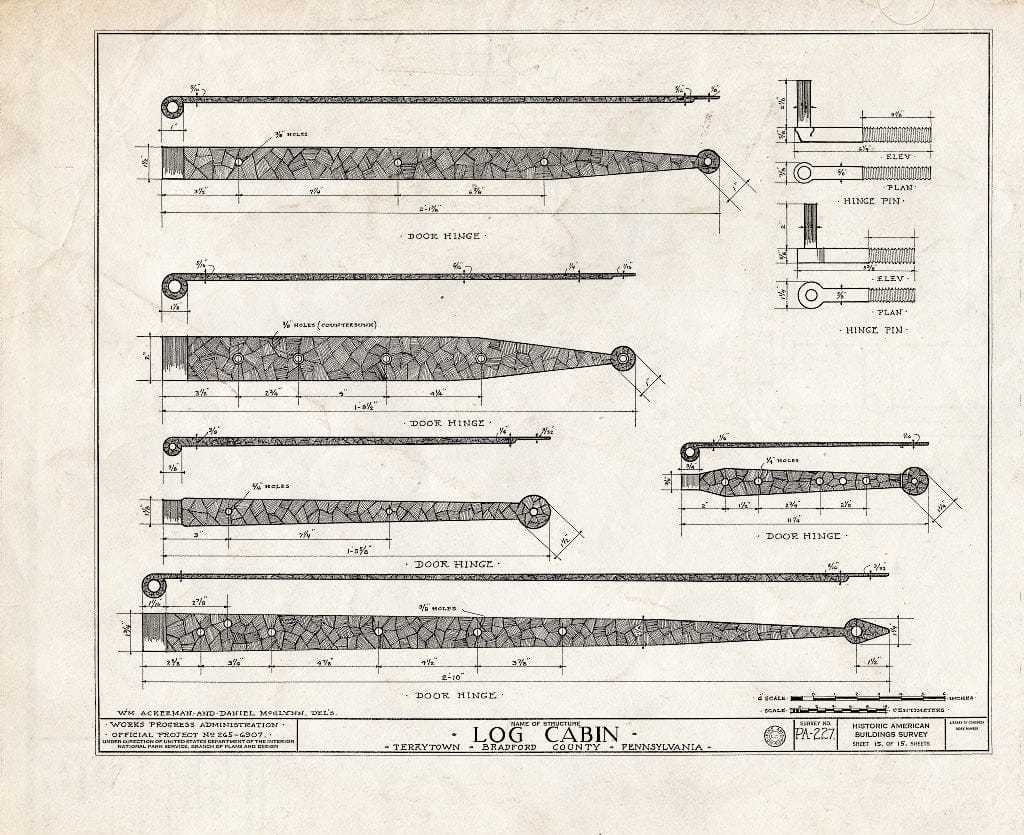 Blueprint HABS PA,8-TERTO,1- (Sheet 15 of 15) - Log Cabin, Terrytown, Bradford County, PA