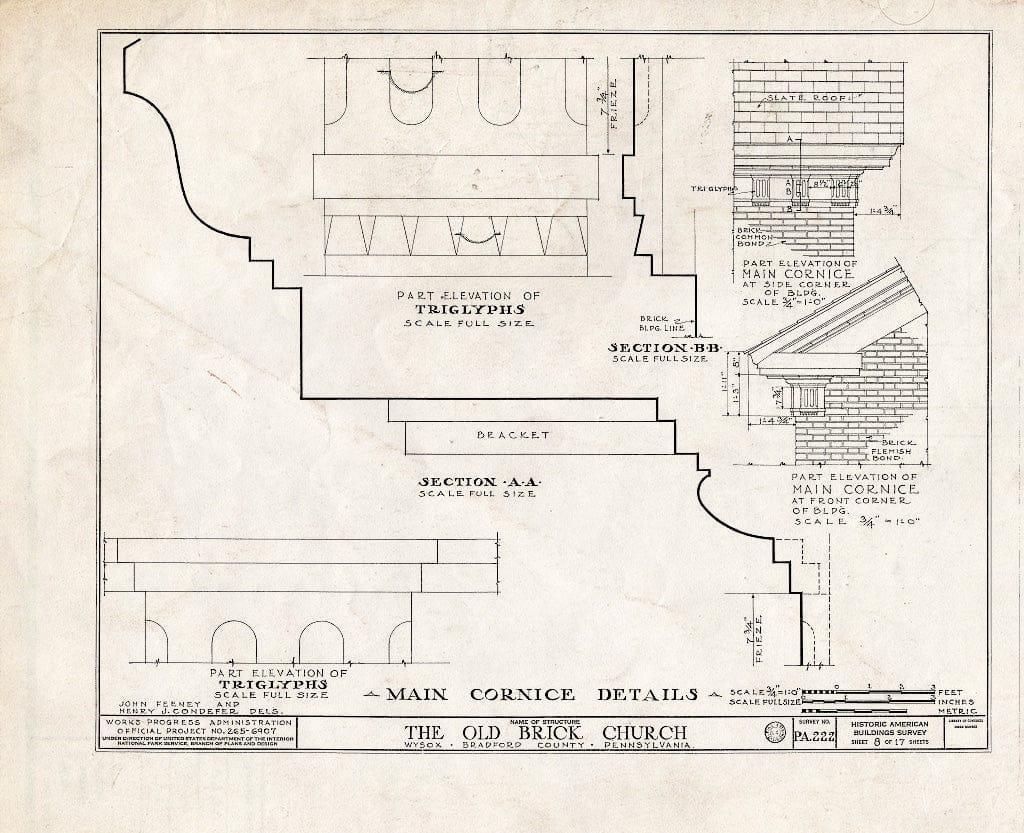 Blueprint HABS PA,8-WYSO,1- (Sheet 8 of 17) - Old Brick Church, State Route 187, Wysox, Bradford County, PA