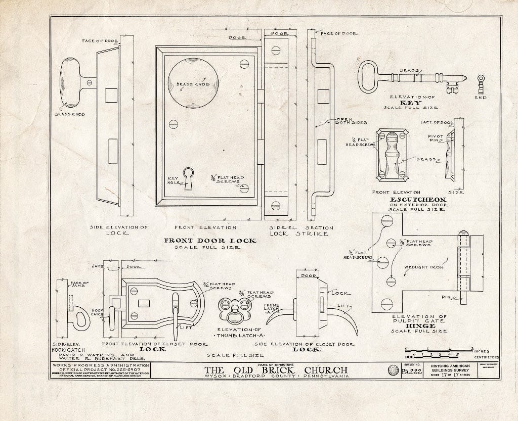 Blueprint HABS PA,8-WYSO,1- (Sheet 17 of 17) - Old Brick Church, State Route 187, Wysox, Bradford County, PA