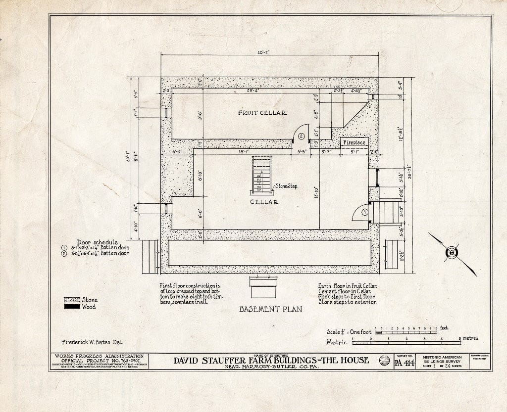 Blueprint HABS PA,10-HARM.V,1- (Sheet 1 of 24) - David Stauffer Farm Buildings, Harmony, Butler County, PA