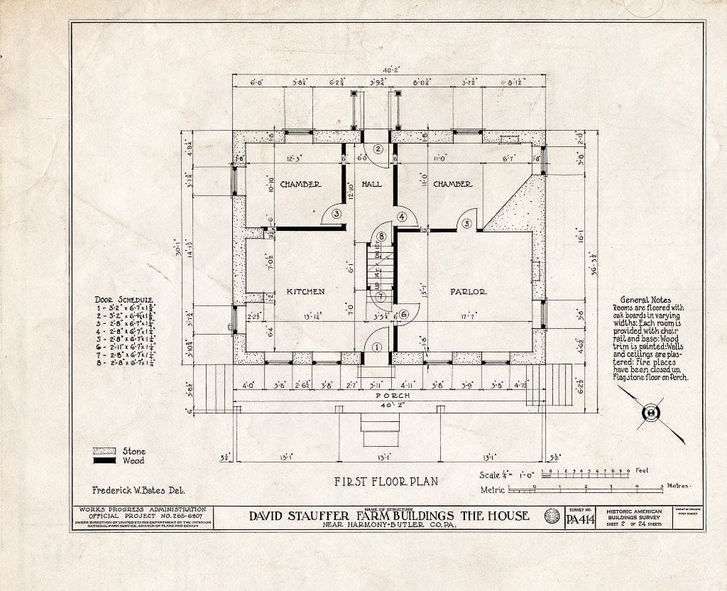 Blueprint HABS PA,10-HARM.V,1- (Sheet 2 of 24) - David Stauffer Farm Buildings, Harmony, Butler County, PA