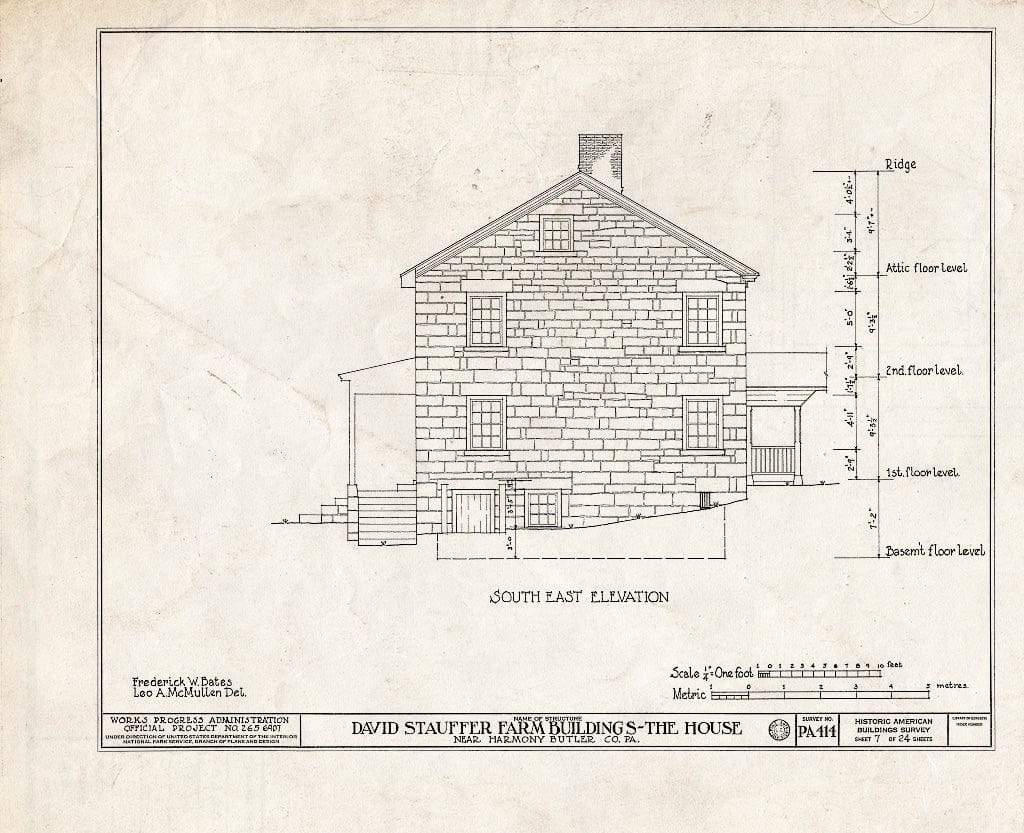 Blueprint HABS PA,10-HARM.V,1- (Sheet 7 of 24) - David Stauffer Farm Buildings, Harmony, Butler County, PA