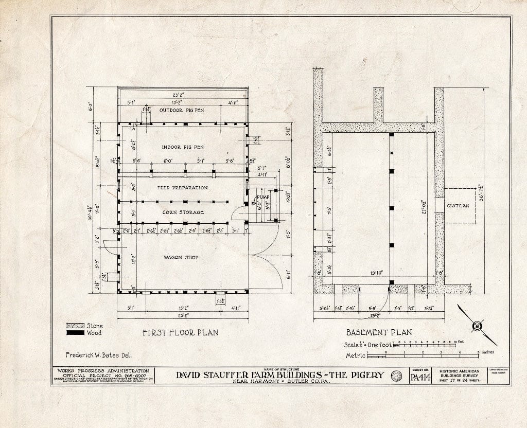 Blueprint HABS PA,10-HARM.V,1- (Sheet 17 of 24) - David Stauffer Farm Buildings, Harmony, Butler County, PA