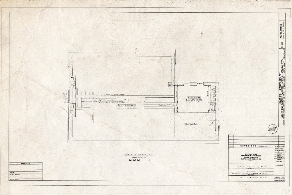 Blueprint HABS PA,11-CRES.V,1- (Sheet 4 of 12) - Samuel Lemon House, Gallitzin Road (LR07068), U.S. Route 22 Vicinity, Cresson, Cambria County, PA