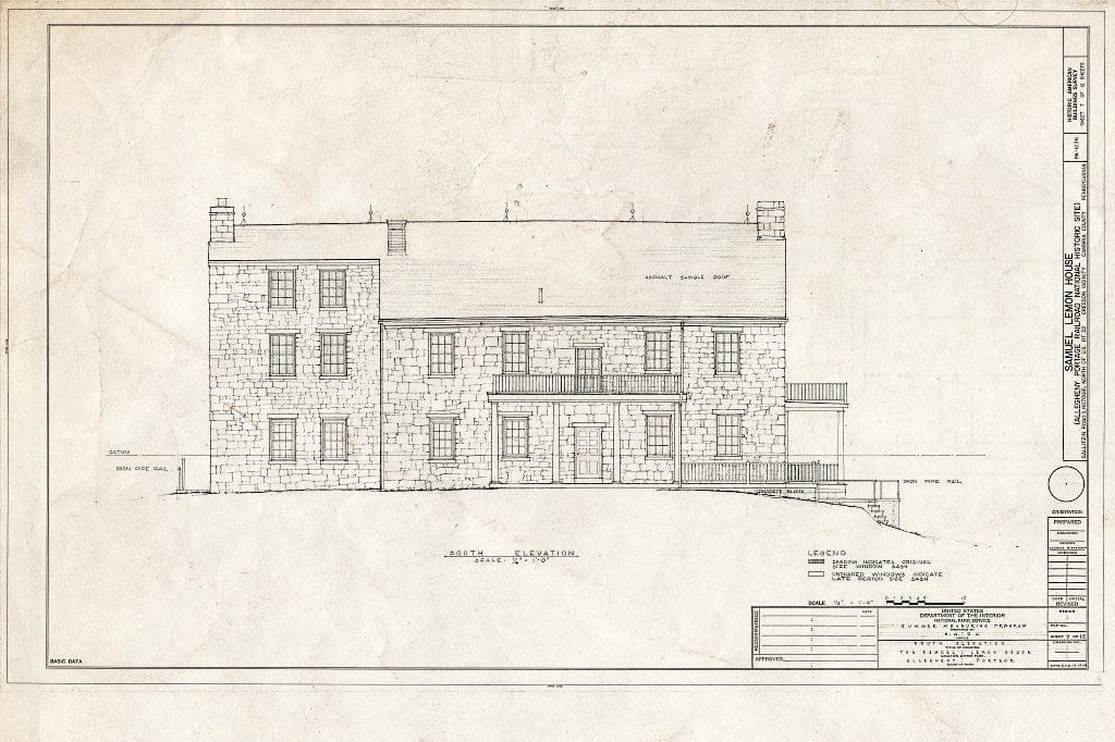 Blueprint HABS PA,11-CRES.V,1- (Sheet 7 of 12) - Samuel Lemon House, Gallitzin Road (LR07068), U.S. Route 22 Vicinity, Cresson, Cambria County, PA