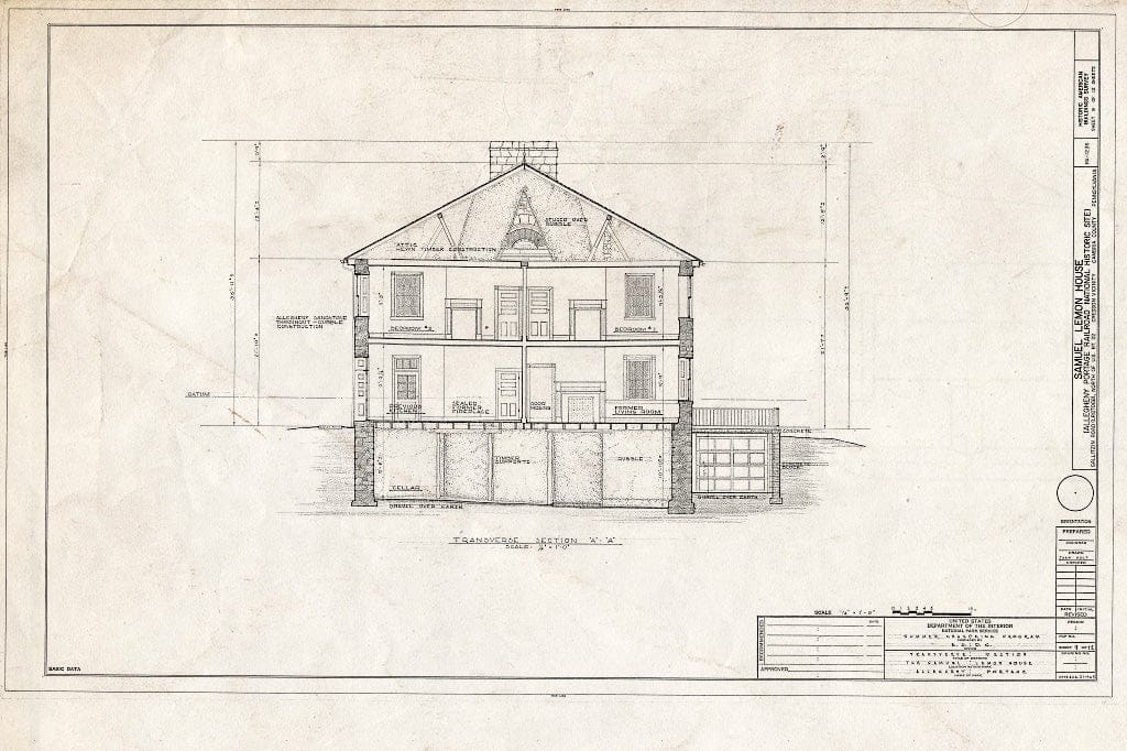 Blueprint HABS PA,11-CRES.V,1- (Sheet 9 of 12) - Samuel Lemon House, Gallitzin Road (LR07068), U.S. Route 22 Vicinity, Cresson, Cambria County, PA