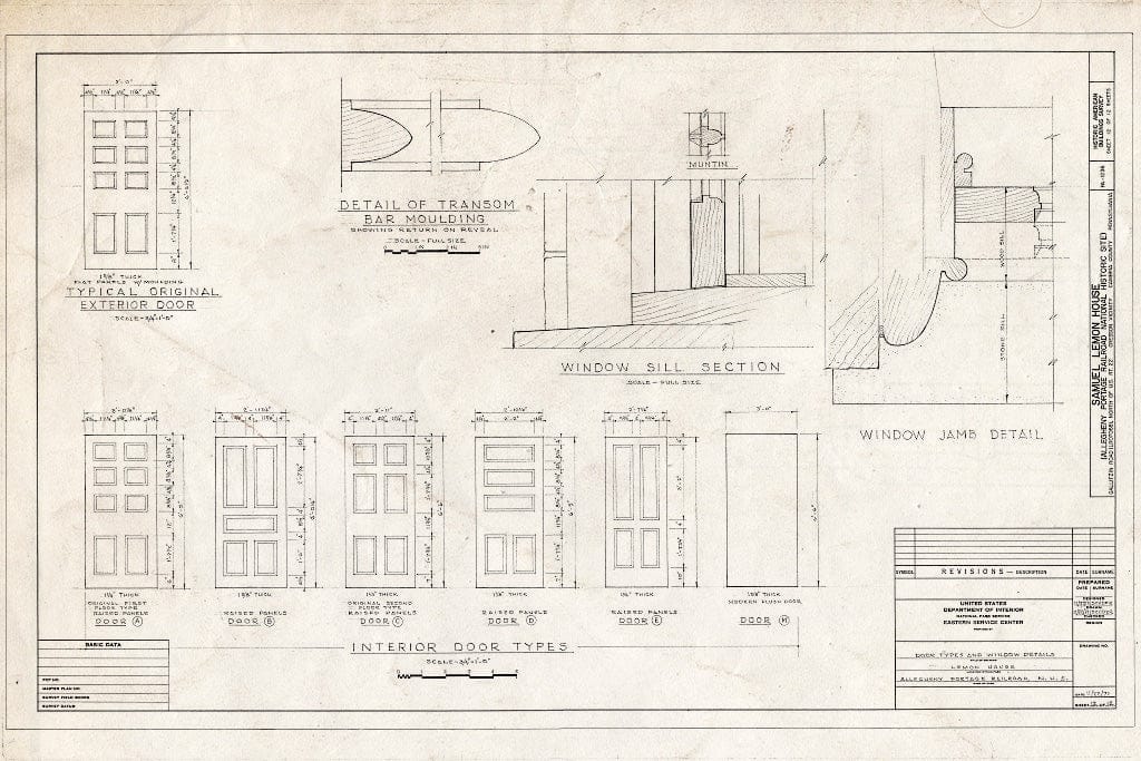 Blueprint HABS PA,11-CRES.V,1- (Sheet 12 of 12) - Samuel Lemon House, Gallitzin Road (LR07068), U.S. Route 22 Vicinity, Cresson, Cambria County, PA