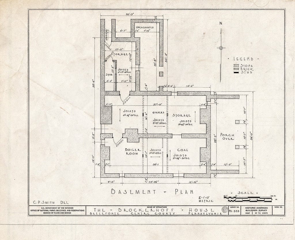 Blueprint HABS PA,14-BELF,3- (Sheet 1 of 12) - Brockerhoff House, Bishop & Springs Streets, Bellefonte, Centre County, PA