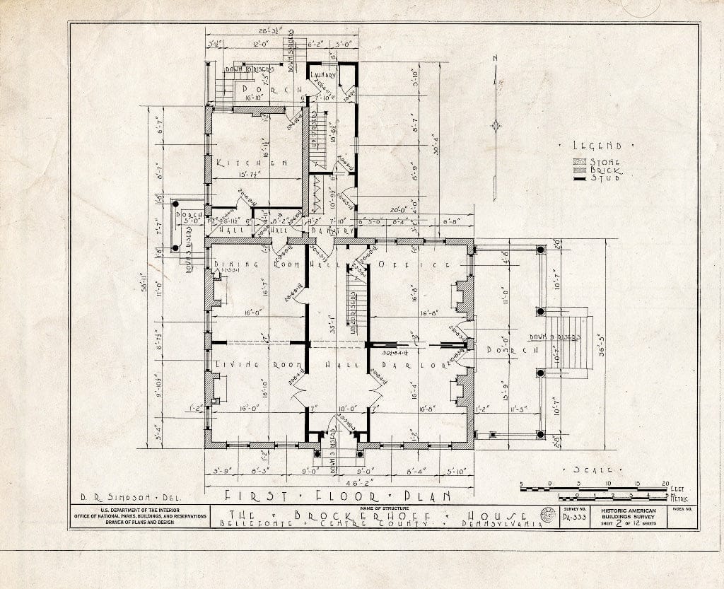 Blueprint HABS PA,14-BELF,3- (Sheet 2 of 12) - Brockerhoff House, Bishop & Springs Streets, Bellefonte, Centre County, PA