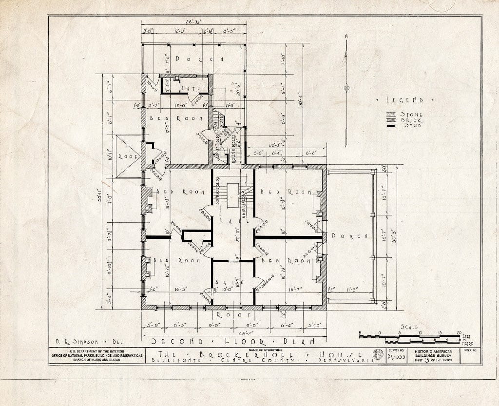 Blueprint HABS PA,14-BELF,3- (Sheet 3 of 12) - Brockerhoff House, Bishop & Springs Streets, Bellefonte, Centre County, PA