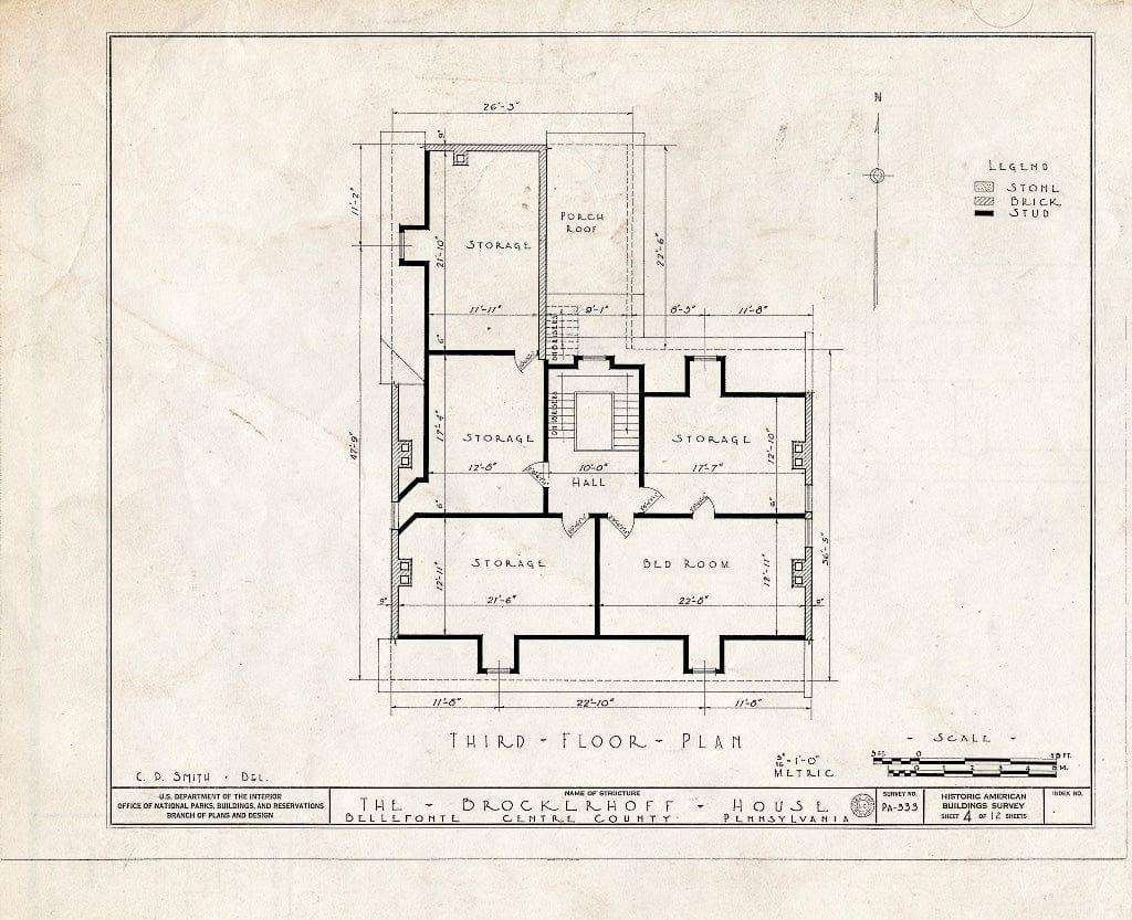 Blueprint HABS PA,14-BELF,3- (Sheet 4 of 12) - Brockerhoff House, Bishop & Springs Streets, Bellefonte, Centre County, PA