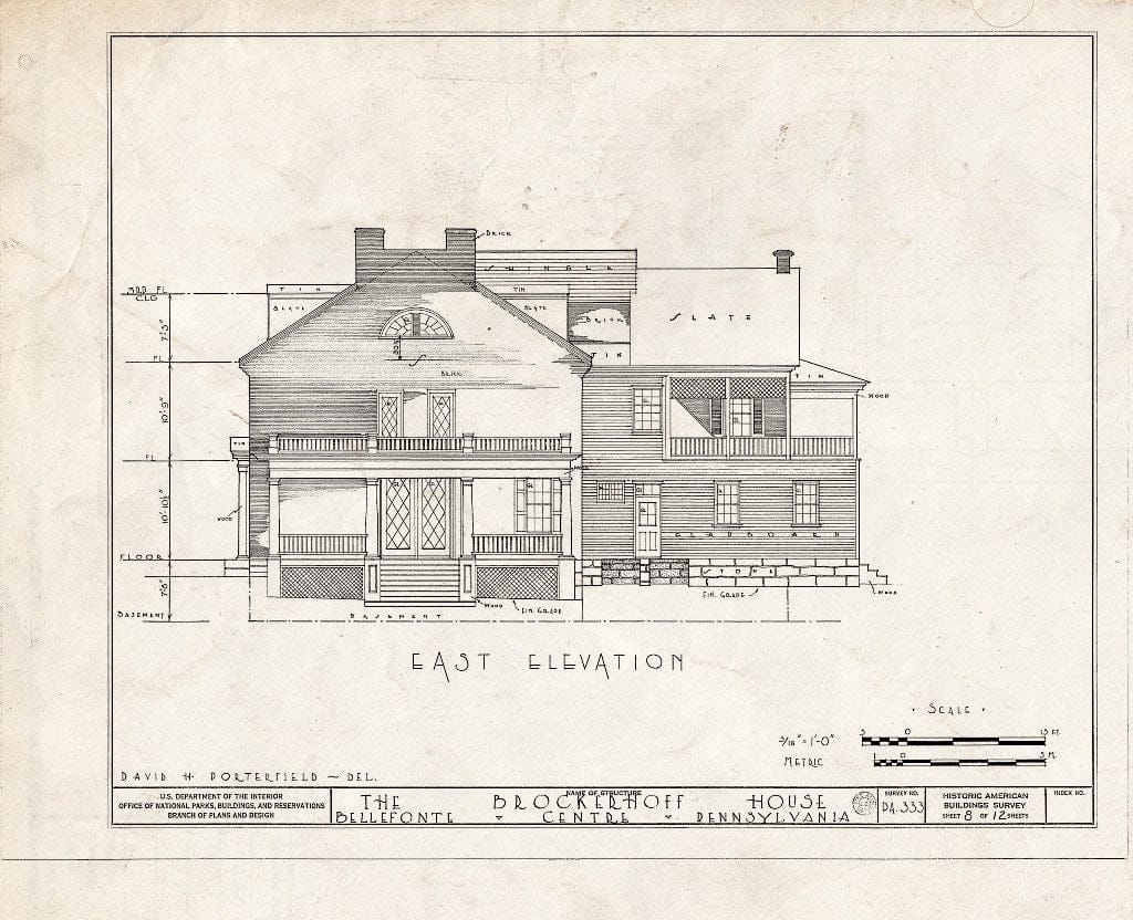 Blueprint HABS PA,14-BELF,3- (Sheet 8 of 12) - Brockerhoff House, Bishop & Springs Streets, Bellefonte, Centre County, PA