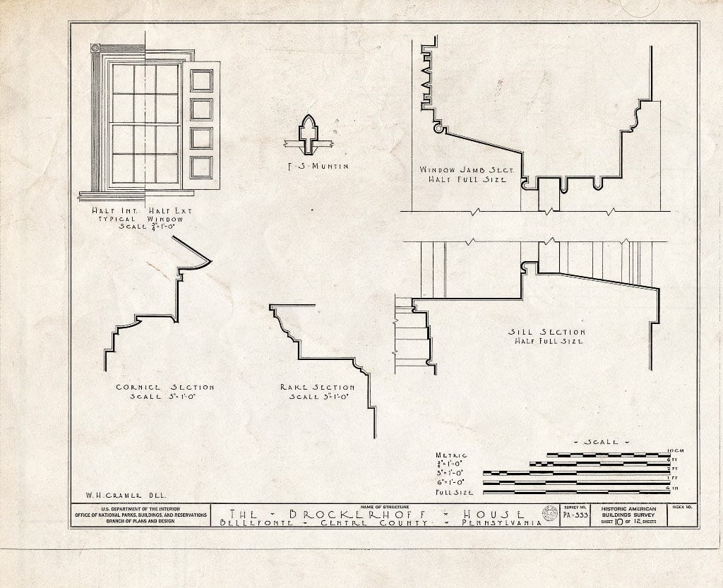Blueprint HABS PA,14-BELF,3- (Sheet 10 of 12) - Brockerhoff House, Bishop & Springs Streets, Bellefonte, Centre County, PA