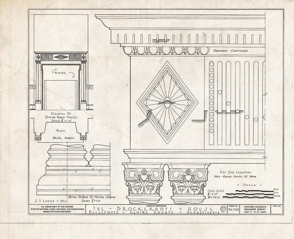 Blueprint HABS PA,14-BELF,3- (Sheet 11 of 12) - Brockerhoff House, Bishop & Springs Streets, Bellefonte, Centre County, PA