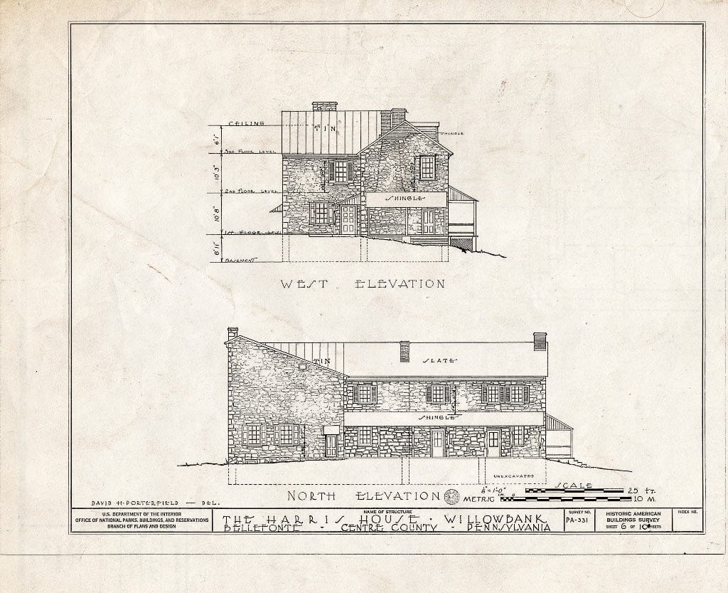 Blueprint HABS PA,14-BELF,2- (Sheet 6 of 10) - James Harris House, South Potter Street, Bellefonte, Centre County, PA