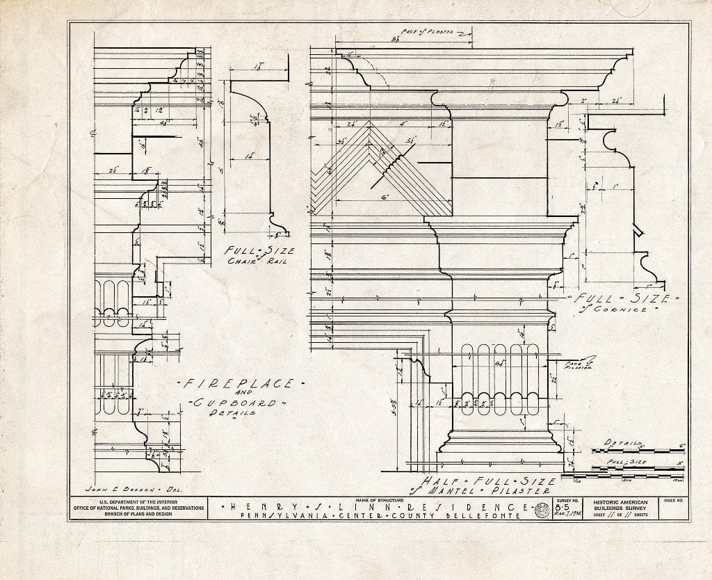 Blueprint HABS PA,14-BELF,1- (Sheet 11 of 11) - Henry S. Linn House, North Allegheny Street, Bellefonte, Centre County, PA