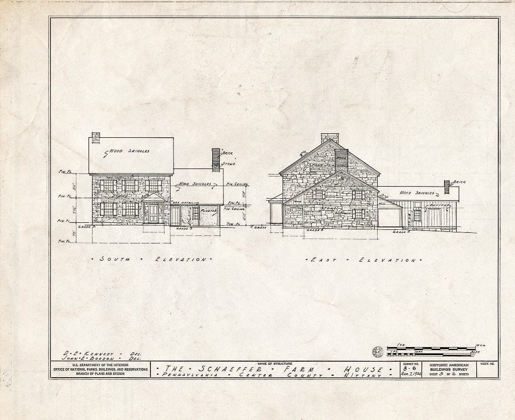 Blueprint HABS PA,14-NIT,1- (Sheet 3 of 6) - Schaeffer House, Route 220, Nittany, Centre County, PA