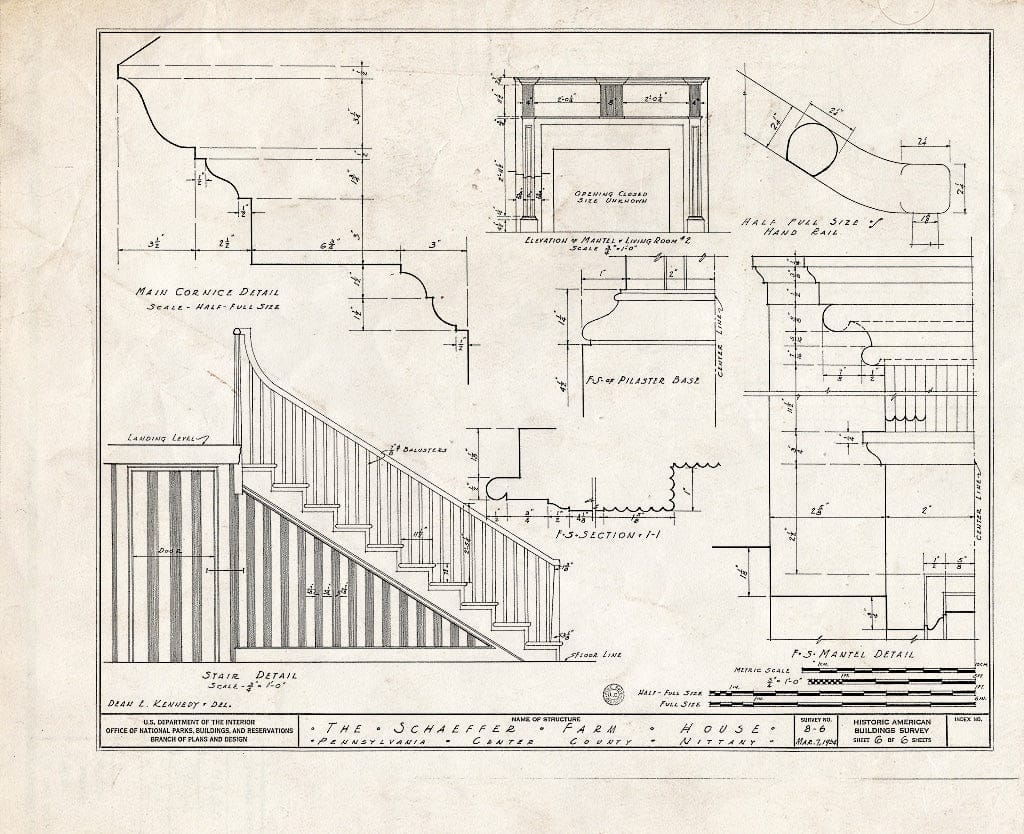 Blueprint HABS PA,14-NIT,1- (Sheet 6 of 6) - Schaeffer House, Route 220, Nittany, Centre County, PA