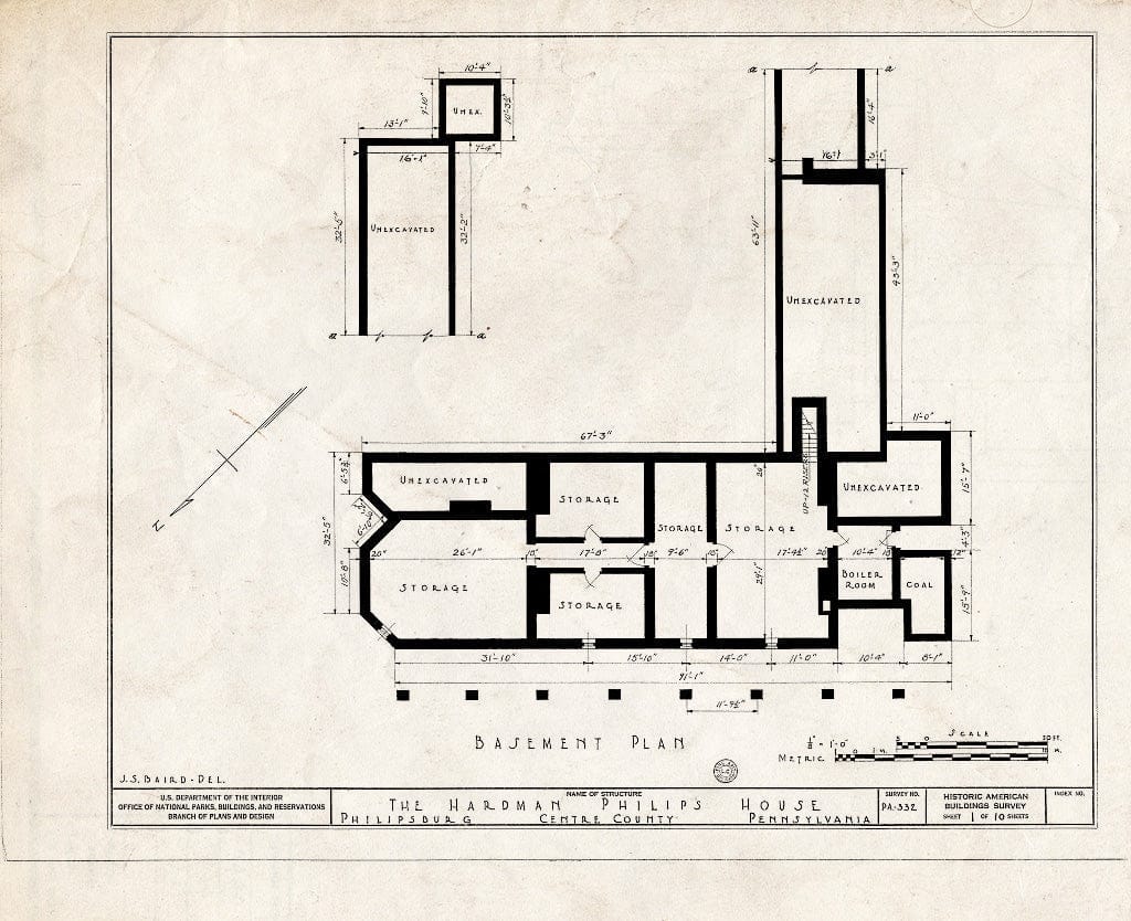 Blueprint HABS PA,14-PHILBU,1- (Sheet 1 of 10) - Hardman Philips House, East Presqueisle Street, Philipsburg, Centre County, PA