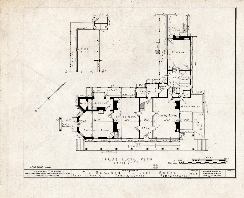 Blueprint HABS PA,14-PHILBU,1- (Sheet 2 of 10) - Hardman Philips House, East Presqueisle Street, Philipsburg, Centre County, PA