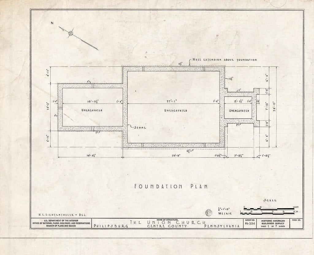 Blueprint HABS PA,14-PHILBU,2- (Sheet 1 of 7) - Union Church, East Presqueisle Street, Philipsburg, Centre County, PA