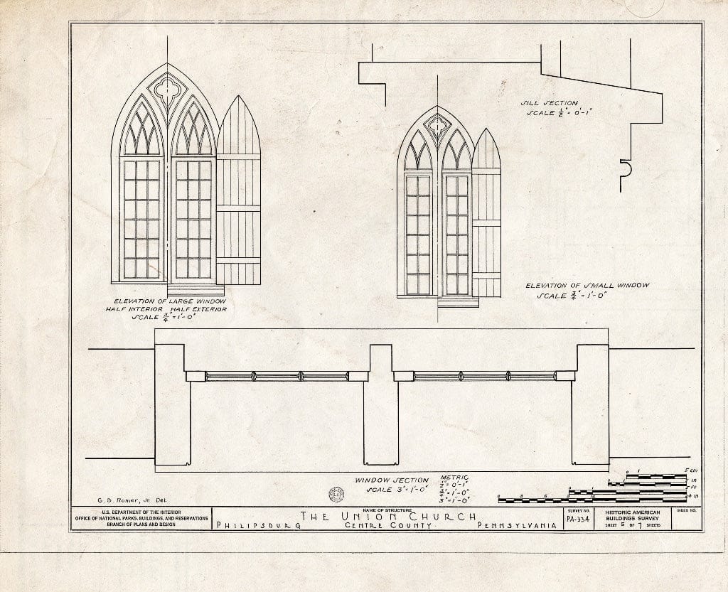 Blueprint HABS PA,14-PHILBU,2- (Sheet 5 of 7) - Union Church, East Presqueisle Street, Philipsburg, Centre County, PA