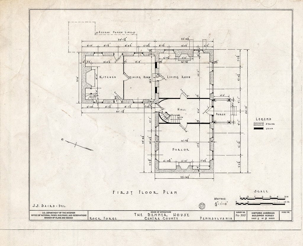 Blueprint HABS PA,14-ROCFO,1- (Sheet 2 of 9) - Benner House, Bellefonte, Centre County, PA