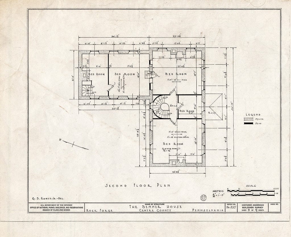Blueprint HABS PA,14-ROCFO,1- (Sheet 3 of 9) - Benner House, Bellefonte, Centre County, PA