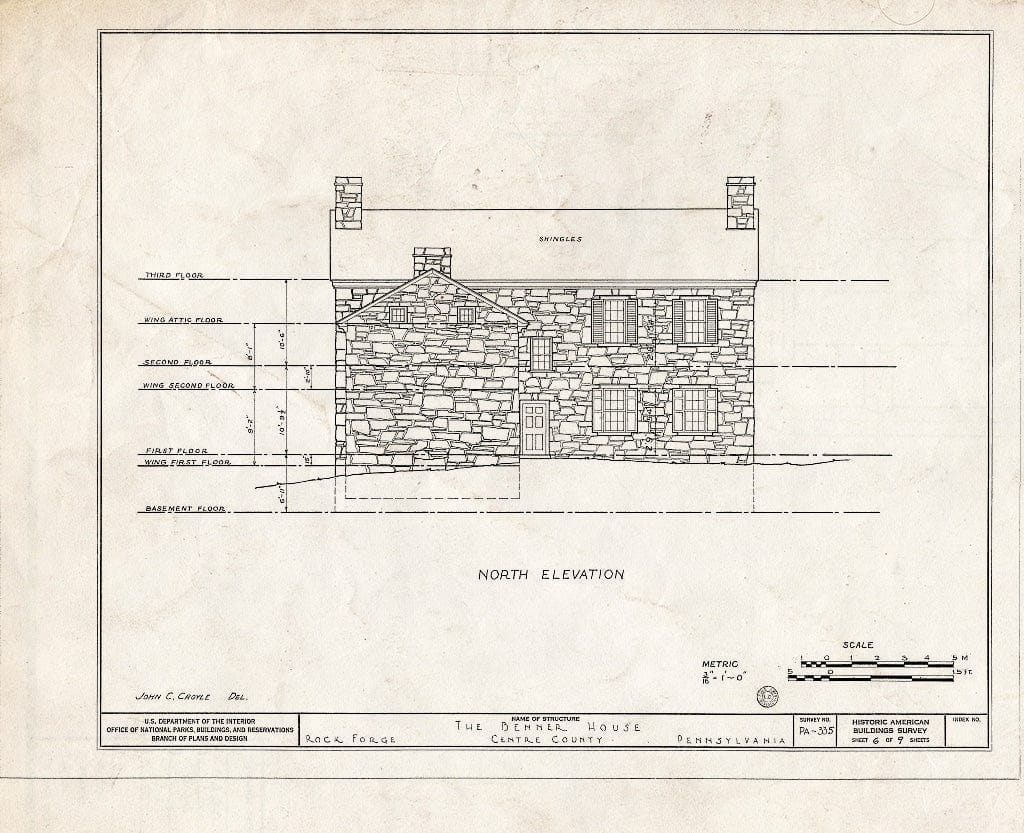 Blueprint HABS PA,14-ROCFO,1- (Sheet 6 of 9) - Benner House, Bellefonte, Centre County, PA