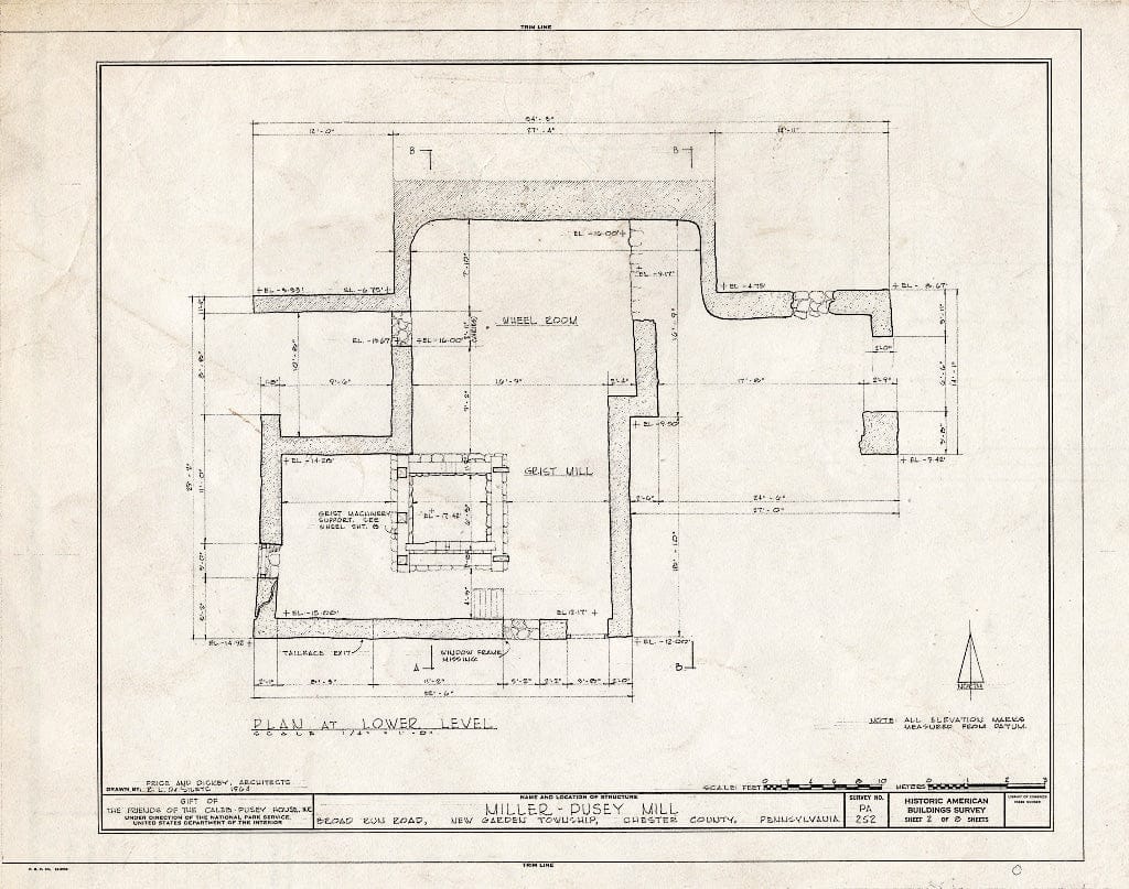 Blueprint HABS PA,15-Land.V,1- (Sheet 2 of 8) - Miller-Pusey Mill, Broad Run Road (New Garden Township), Landenberg, Chester County, PA