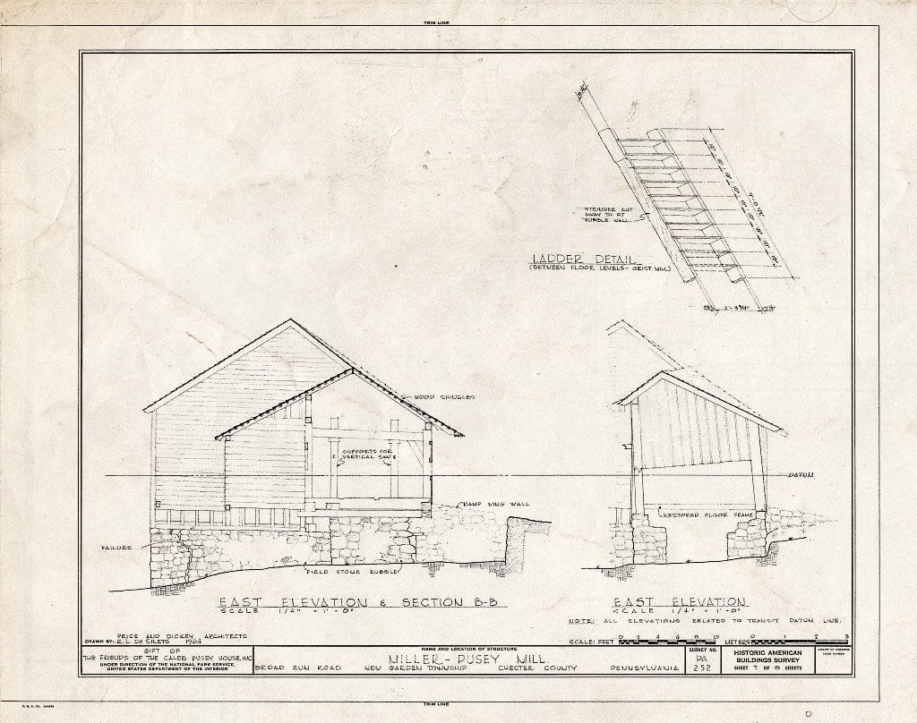 Blueprint HABS PA,15-Land.V,1- (Sheet 7 of 8) - Miller-Pusey Mill, Broad Run Road (New Garden Township), Landenberg, Chester County, PA