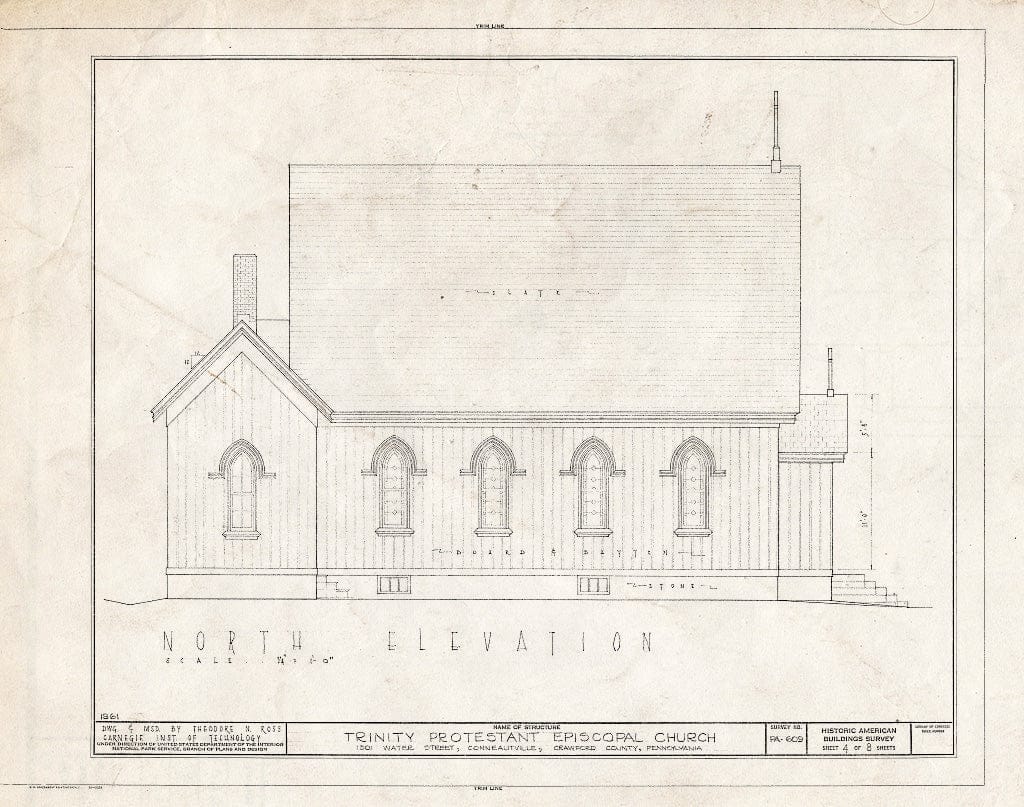 Blueprint HABS PA,20-Cont.V,1- (Sheet 4 of 8) - Trinity Protestant Episcopal Church, 1301 Water Street, Conneautville, Crawford County, PA