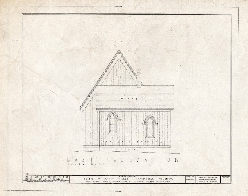 Blueprint HABS PA,20-Cont.V,1- (Sheet 5 of 8) - Trinity Protestant Episcopal Church, 1301 Water Street, Conneautville, Crawford County, PA