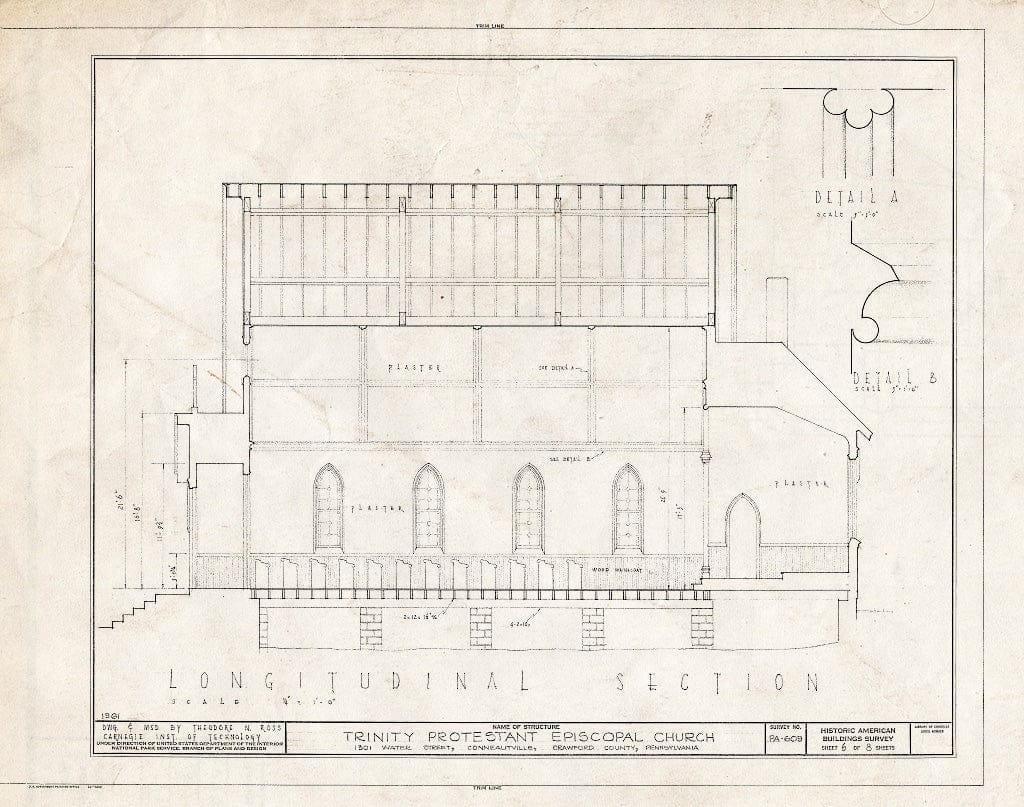Blueprint HABS PA,20-Cont.V,1- (Sheet 6 of 8) - Trinity Protestant Episcopal Church, 1301 Water Street, Conneautville, Crawford County, PA