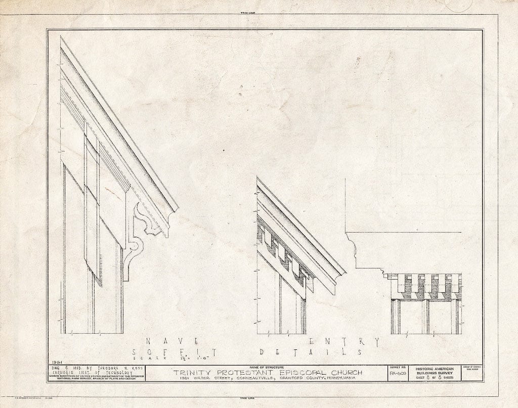 Blueprint HABS PA,20-Cont.V,1- (Sheet 8 of 8) - Trinity Protestant Episcopal Church, 1301 Water Street, Conneautville, Crawford County, PA