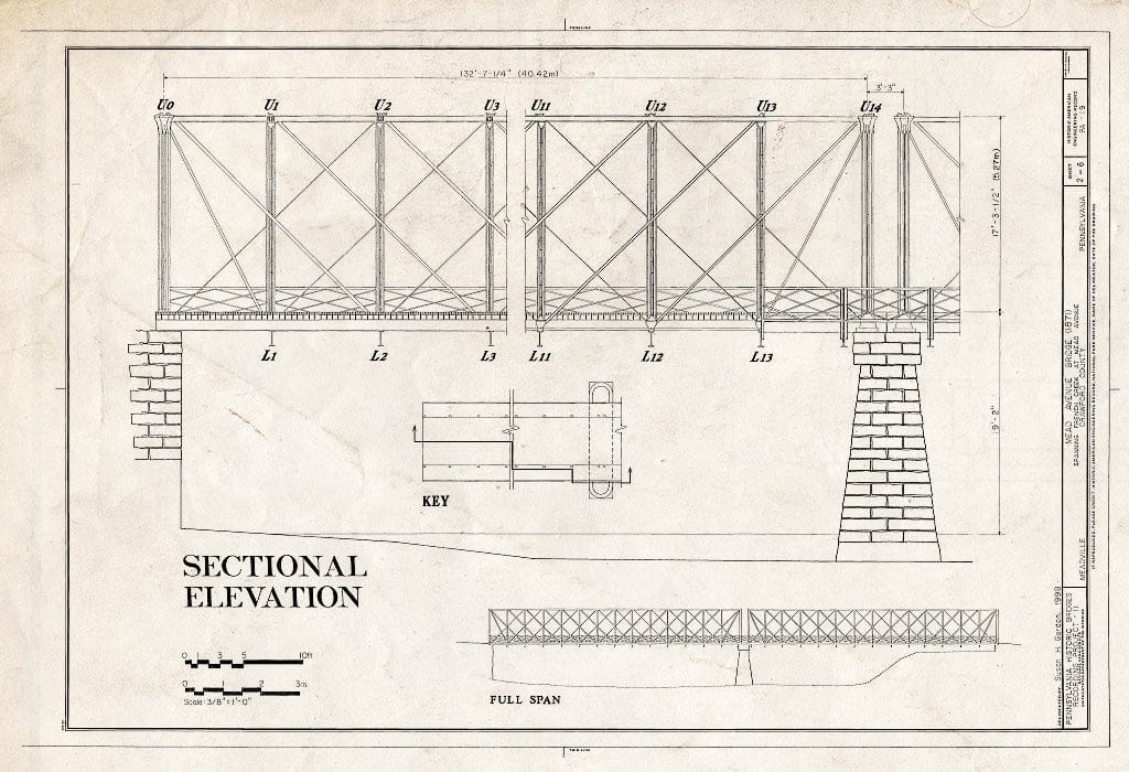 Blueprint HAER PA,20-MEDVI,6- (Sheet 2 of 6) - Mead Avenue Bridge, Spanning French Creek at Mead Avenue, Meadville, Crawford County, PA